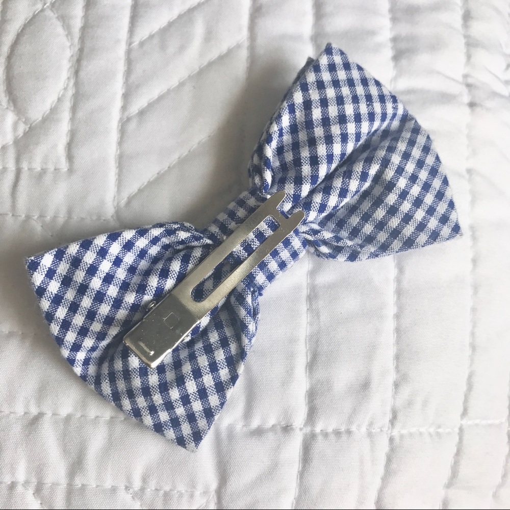 HP🎉Blue collar shirt & checkered gingham bow tie - Picture 3 of 6
